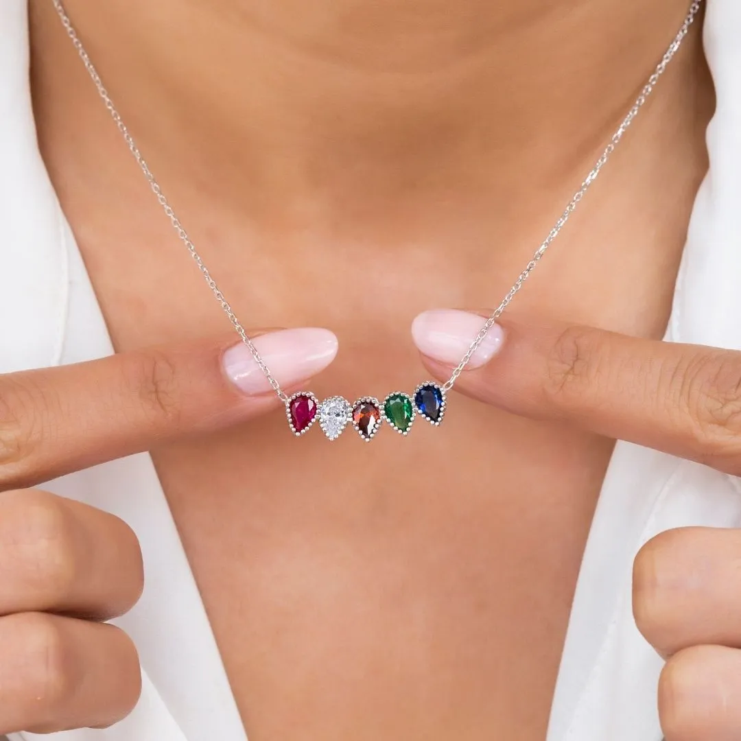 Drop Shape Birthstone Necklace