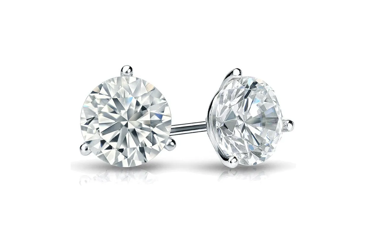 Earrings 2.08 cts Natural Round Diamonds G I1 18kt Gold Studs