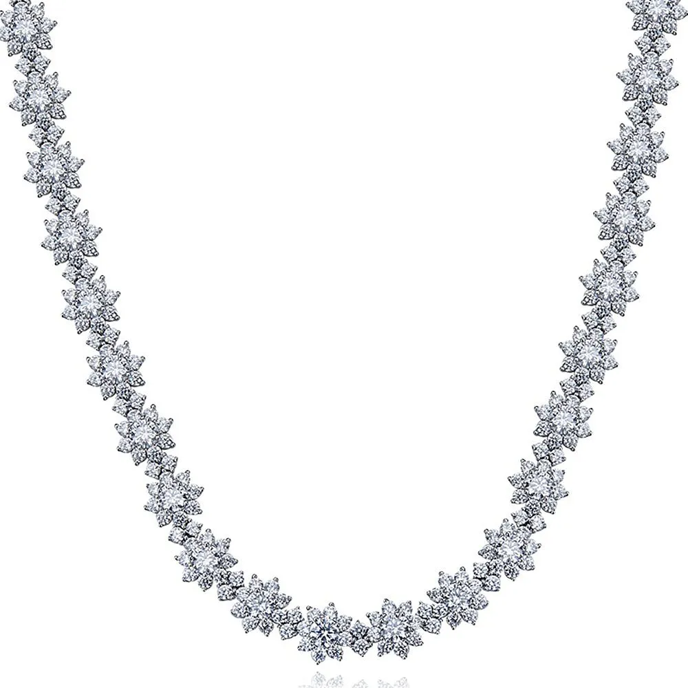 Elegant Flower Shaped Diamond Necklace