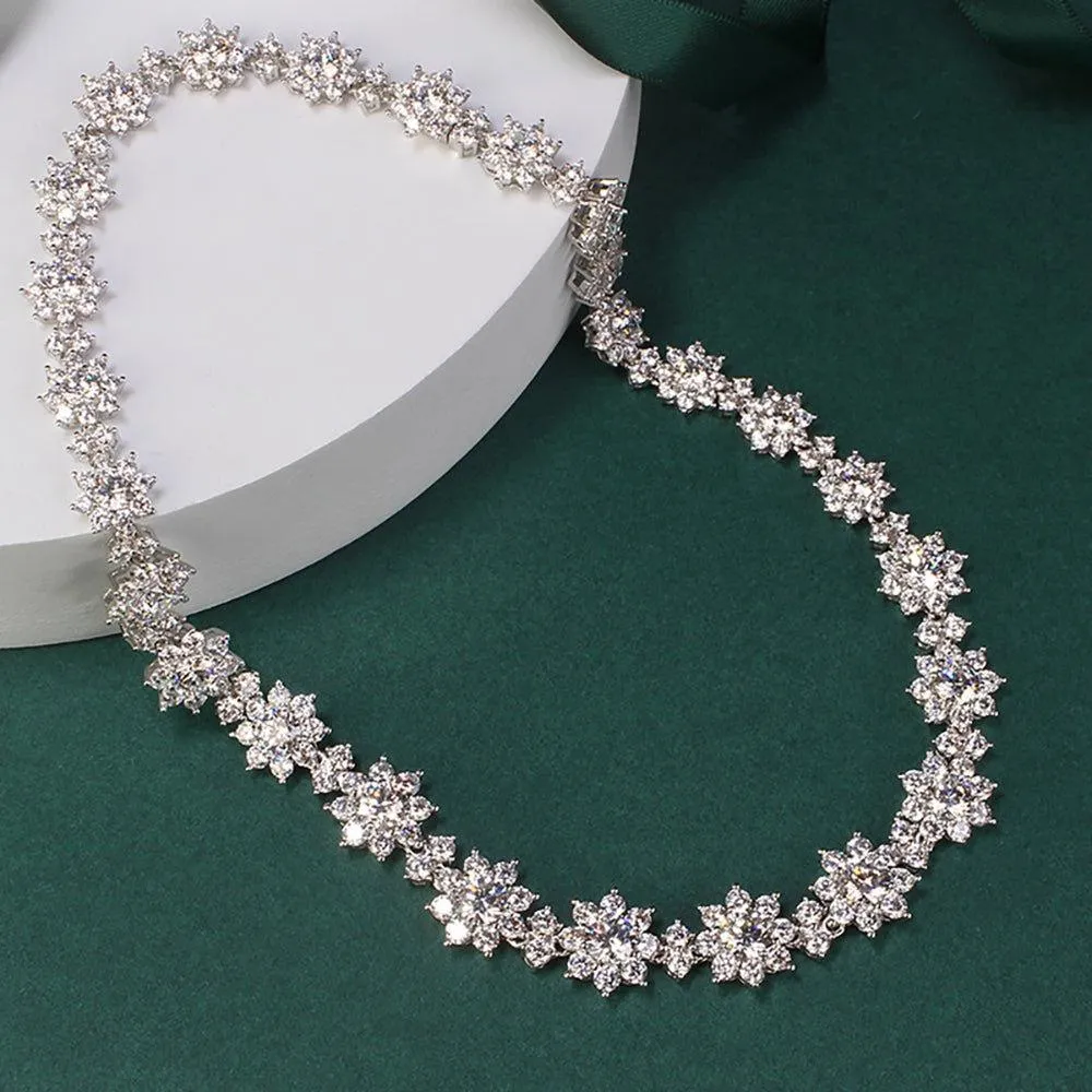 Elegant Flower Shaped Diamond Necklace