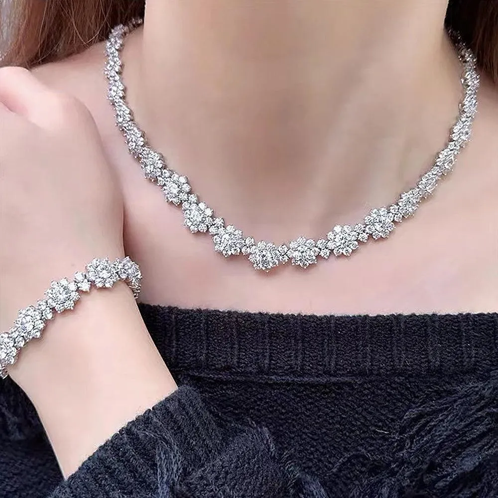 Elegant Flower Shaped Diamond Necklace