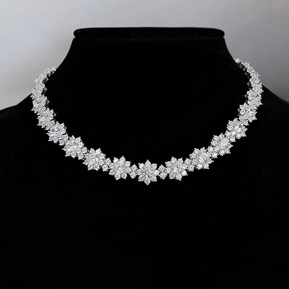 Elegant Flower Shaped Diamond Necklace
