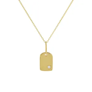 Engraved CZ Mini Heart Dog Tag Necklace