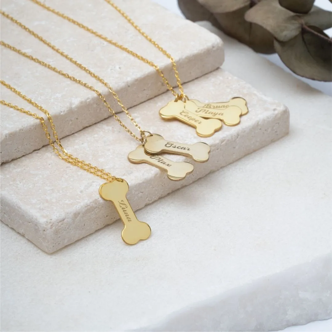 Engraved Dog Bone Necklace