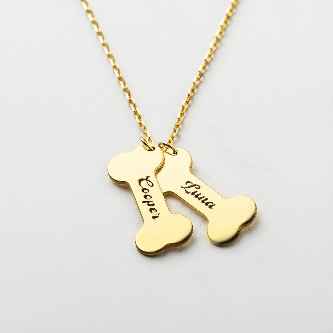 Engraved Dog Bone Necklace