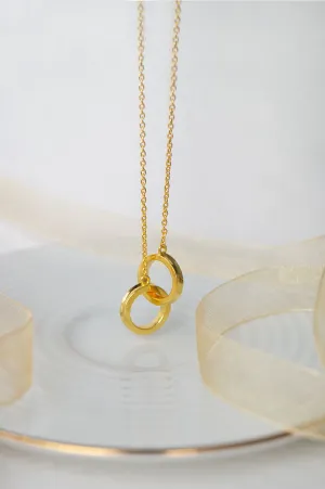 Entangled Circles Gold Plated Sterling Silver Chain Necklace