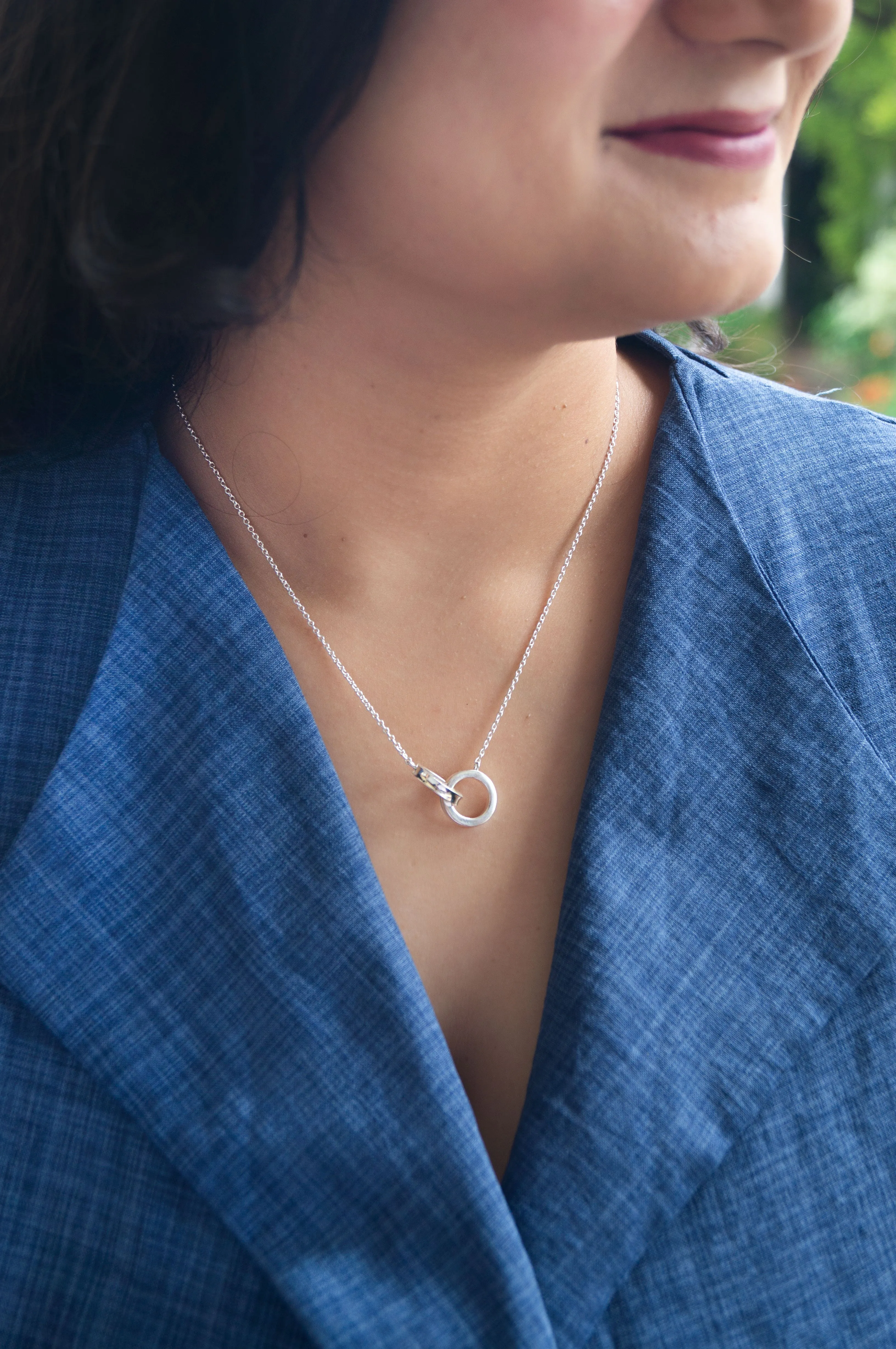 Entangled Circles Gold Plated Sterling Silver Chain Necklace