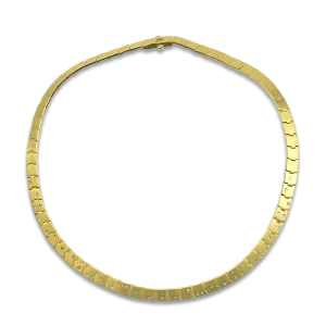 Estate 18K Yellow Gold Square Link Diamond Necklace