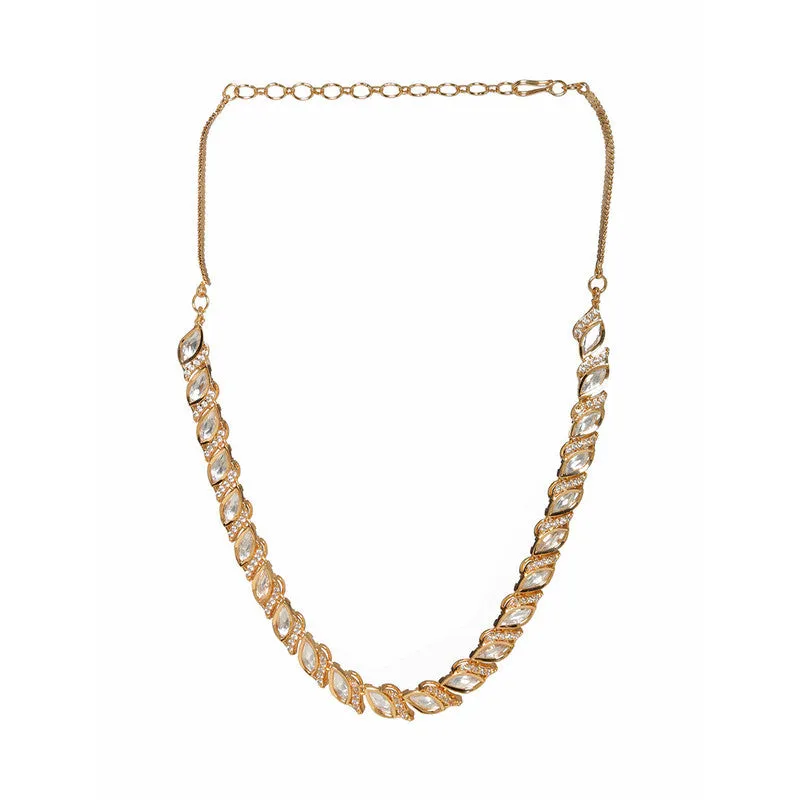 Exclusive Kundan And American Diamonds Necklace With Leaf Shaped