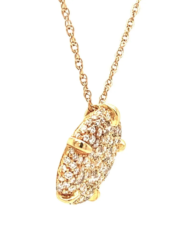 Fancy Champagne Diamond Pave Circle & 18k Yellow Gold Pendant Chain Necklace