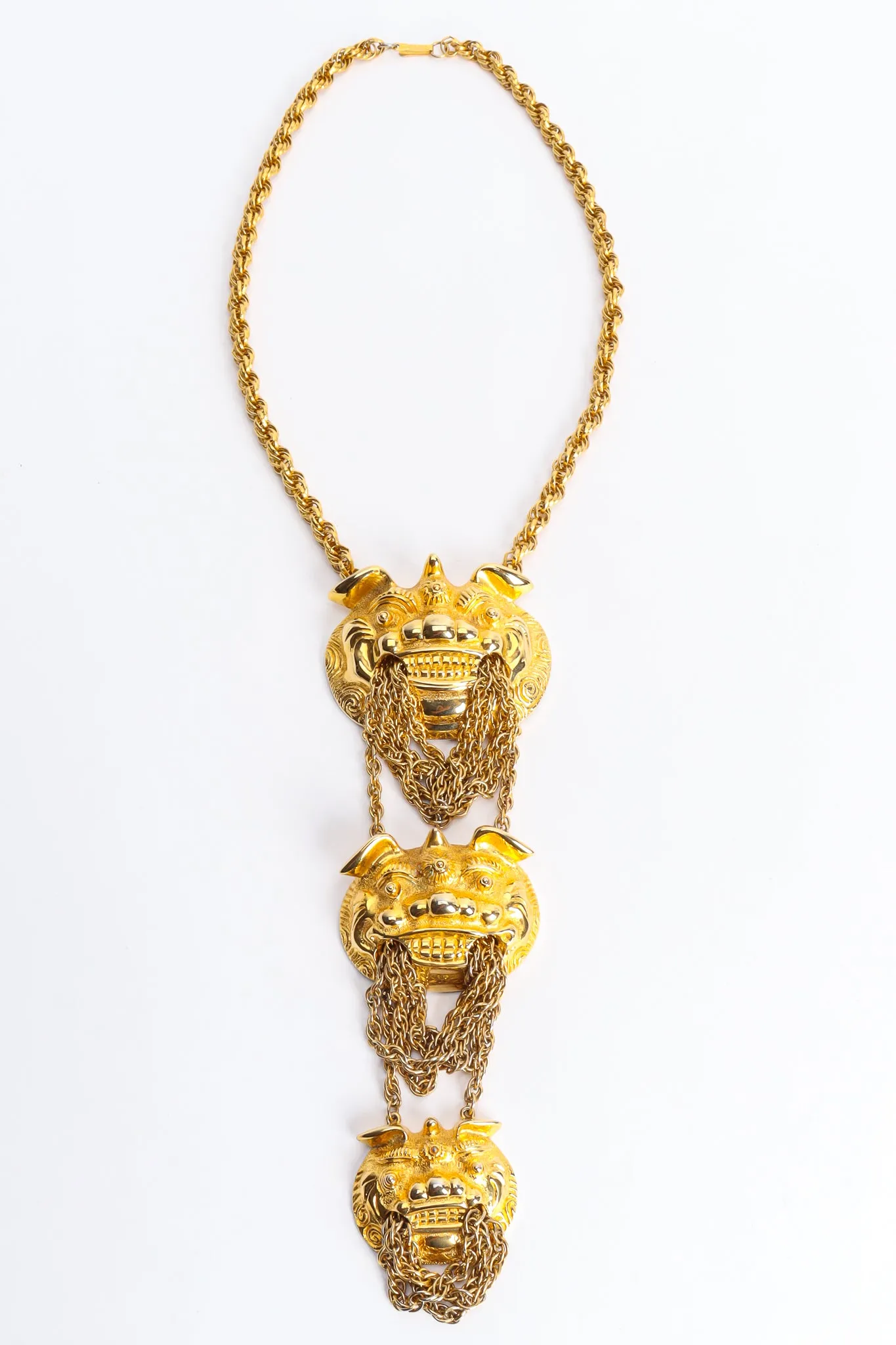 Foo Dog Triple Pendant Necklace