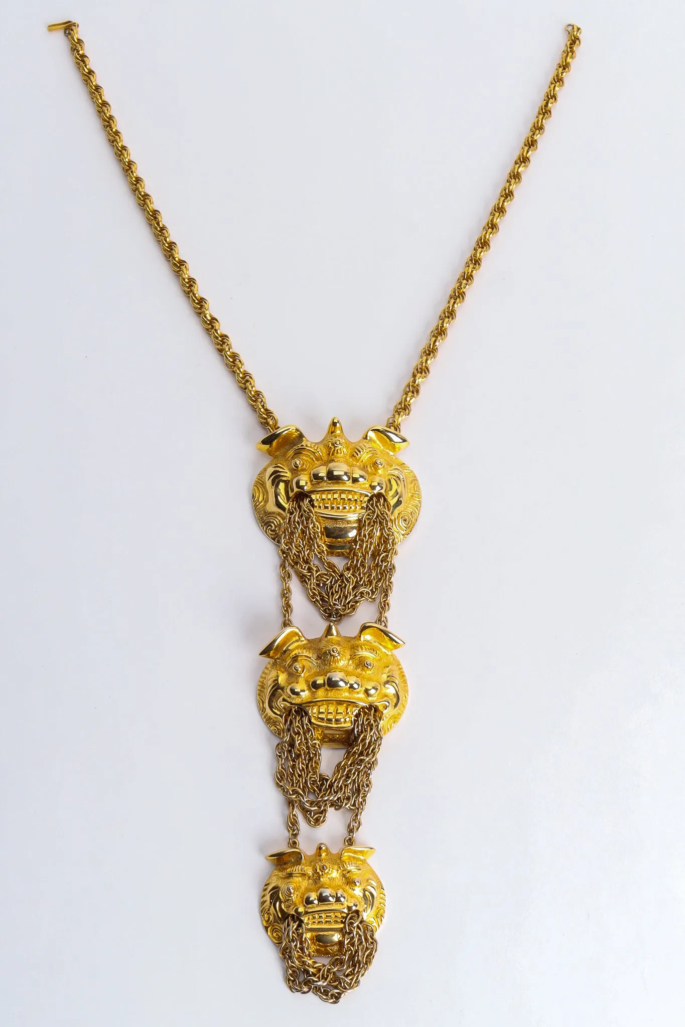 Foo Dog Triple Pendant Necklace
