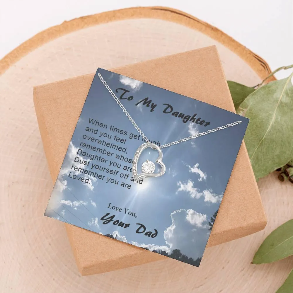Forever Love Necklace, Gift from Dad, Dad Daughter Gift, Gift to Daughter, Christmas, Birthday, Custom Message Card