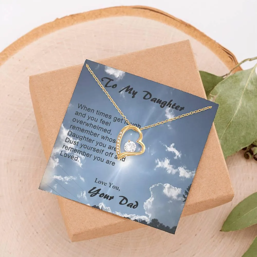 Forever Love Necklace, Gift from Dad, Dad Daughter Gift, Gift to Daughter, Christmas, Birthday, Custom Message Card