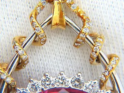 GIA 12.62CT NATURAL RUBELLITE PINK TOURMALINE DIAMONDS PENDANT 18KT RARE