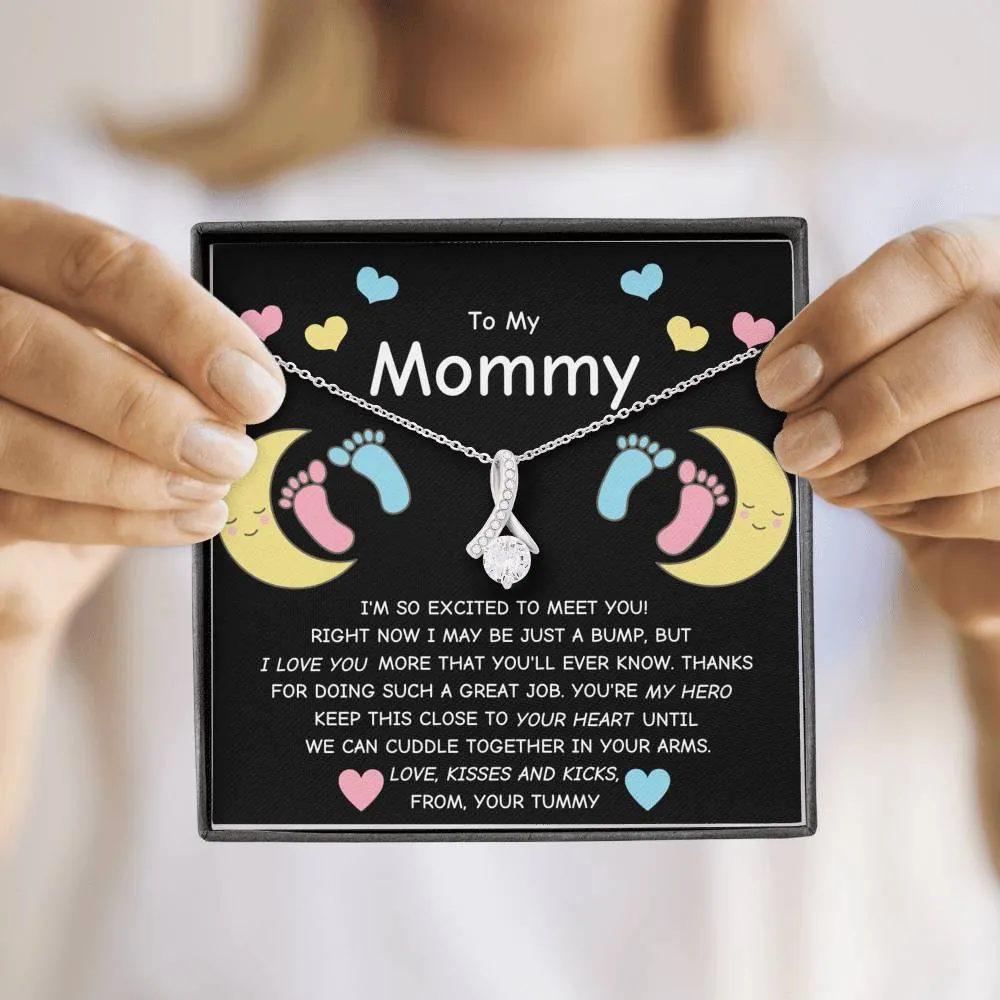 Gift For Expecting Mom To Be - To My Mommy Ribbon Necklace