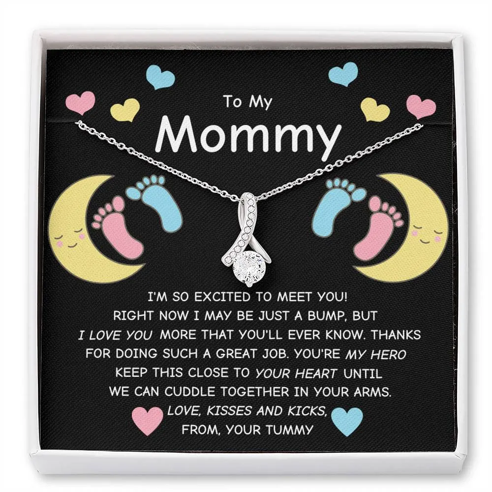 Gift For Expecting Mom To Be - To My Mommy Ribbon Necklace