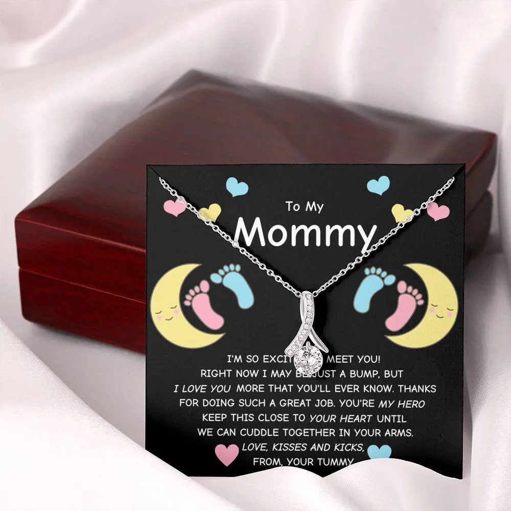 Gift For Expecting Mom To Be - To My Mommy Ribbon Necklace