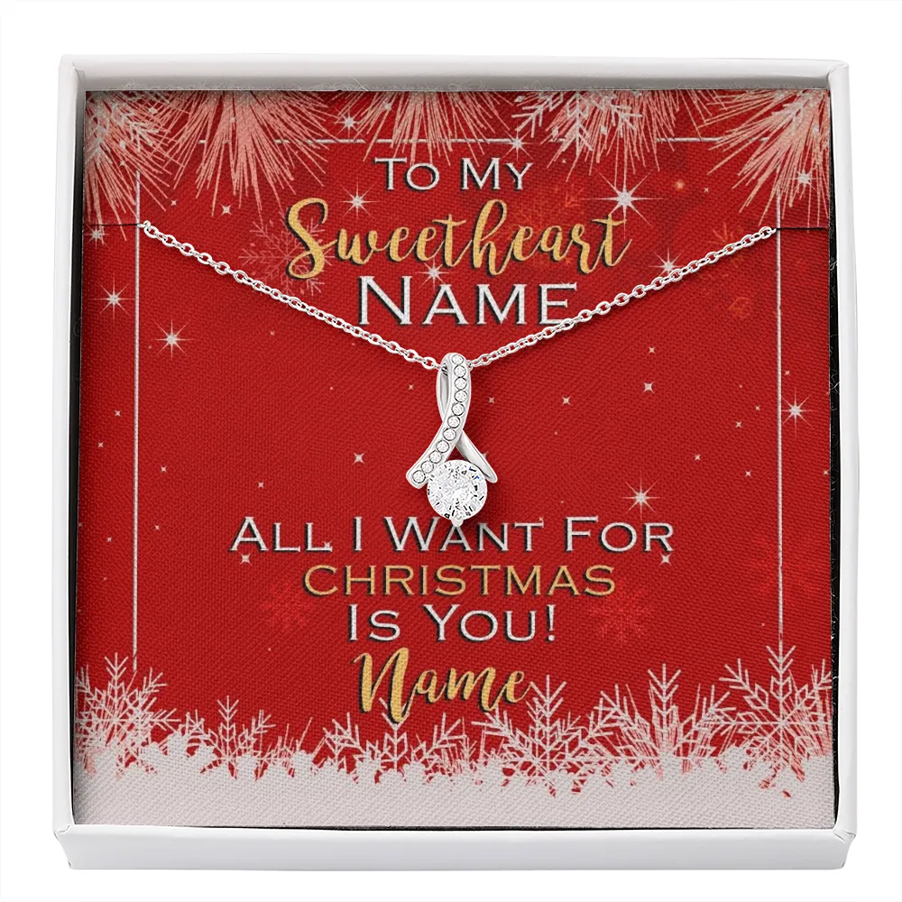 Gift For Wife Christmas, Personalized Names Necklace, All I Want Is You Message Card, Alluring Beauty Necklace
