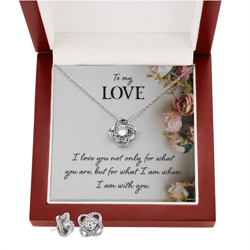 Girlfriend Jewelry Set, Love Knot Necklace and Earring Set
