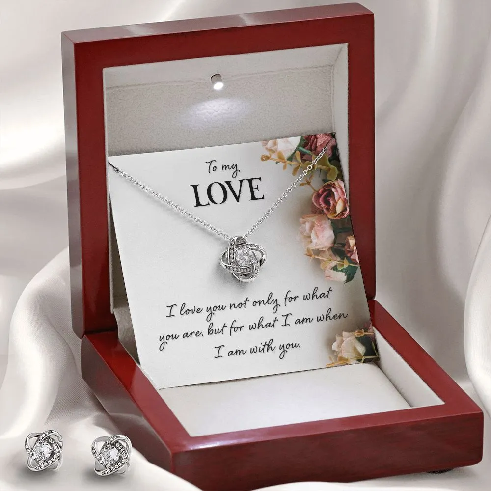 Girlfriend Jewelry Set, Love Knot Necklace and Earring Set