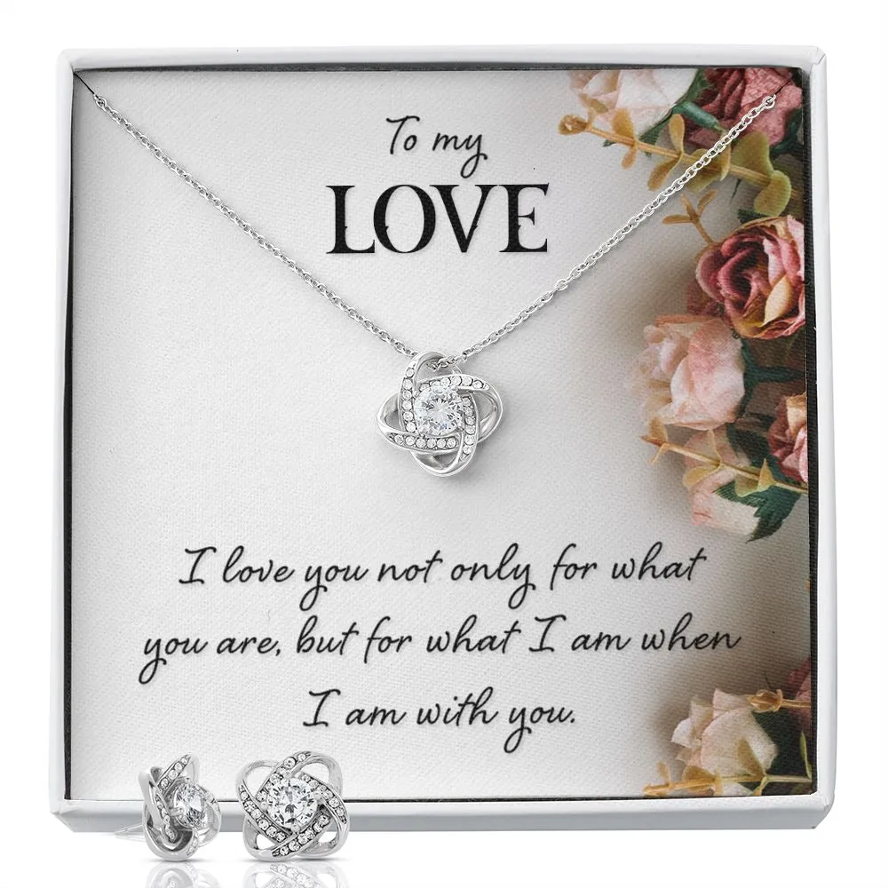 Girlfriend Jewelry Set, Love Knot Necklace and Earring Set