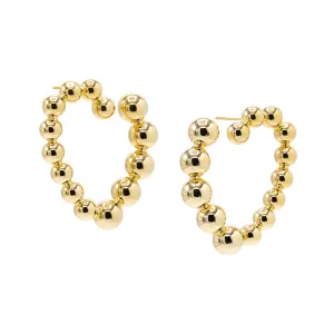 Gold Filled Beaded Open Heart On the Ear Stud Earring