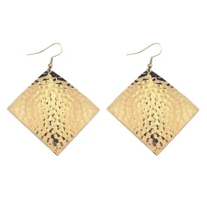 Gold Hammered Diamond Dome Lures of Love Earrings