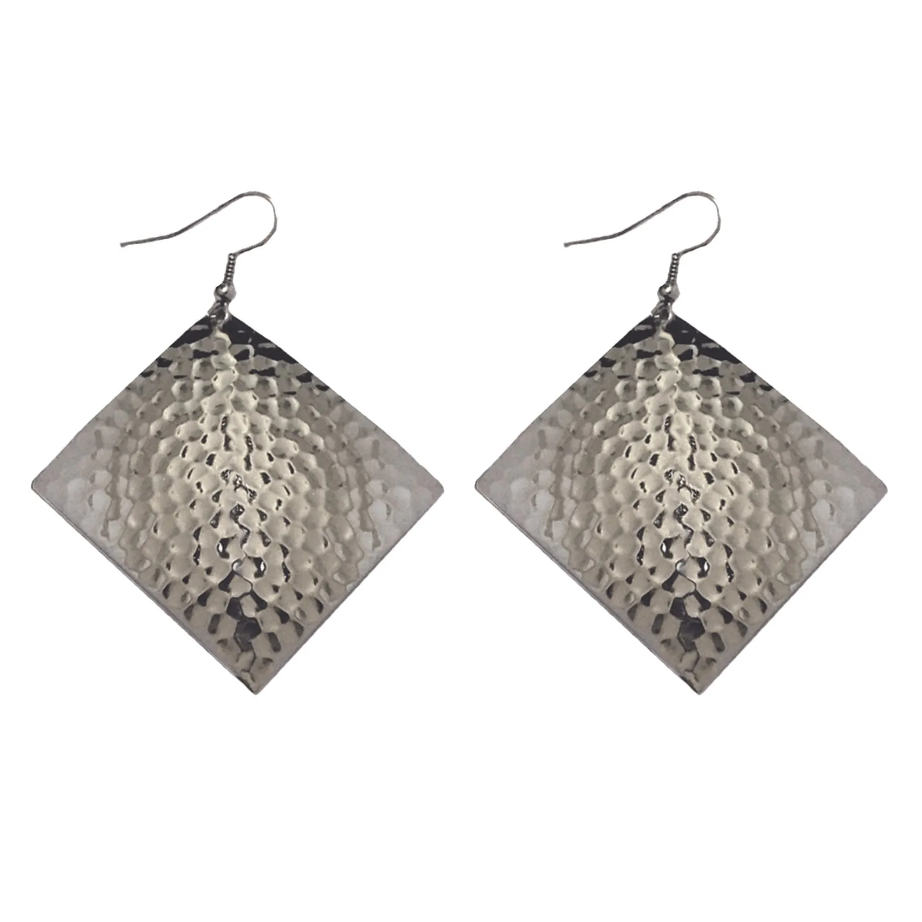 Gold Hammered Diamond Dome Lures of Love Earrings