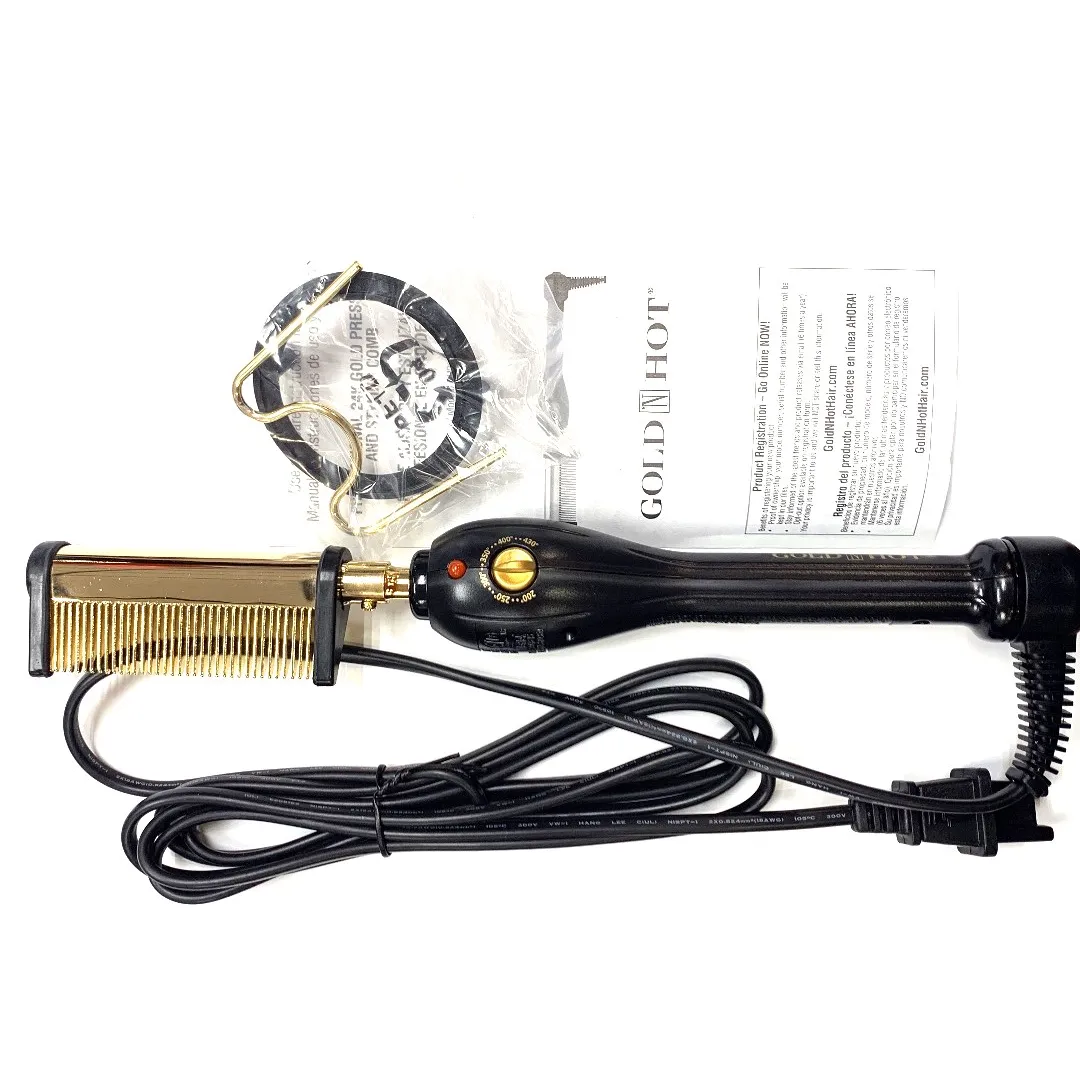 Gold 'N Hot Professional 24K Gold Pressing and Styling Comb #GH299 (B00116)