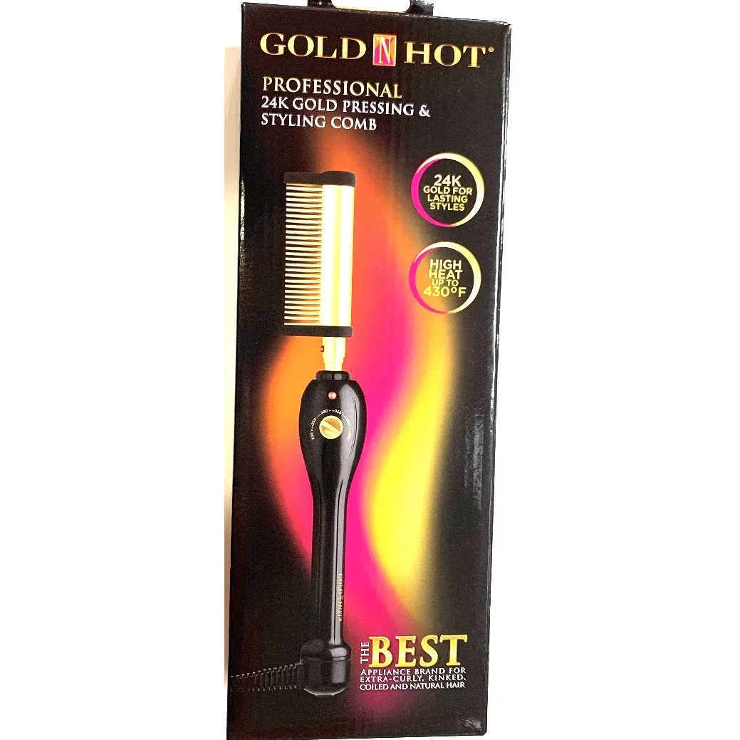 Gold 'N Hot Professional 24K Gold Pressing and Styling Comb #GH299 (B00116)