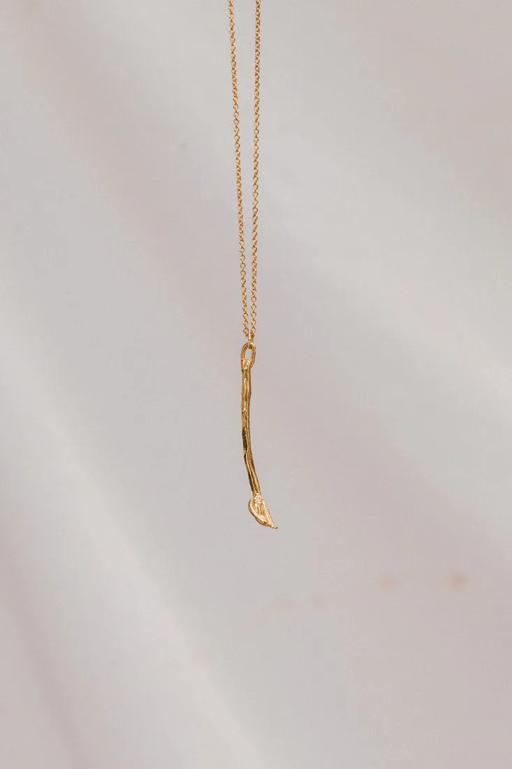 Gold Plated Paintbrush Necklace