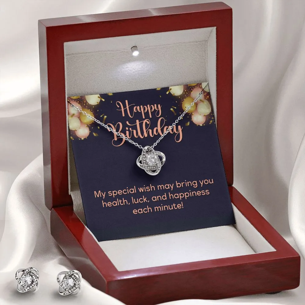 Happy Birthday Love Knot Jewelry Set
