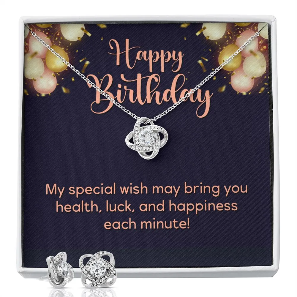 Happy Birthday Love Knot Jewelry Set