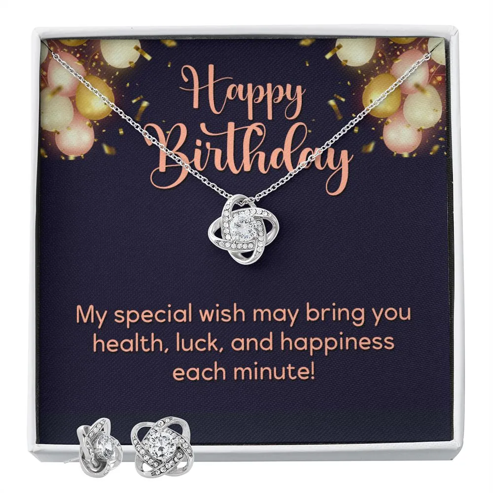 Happy Birthday Love Knot Jewelry Set