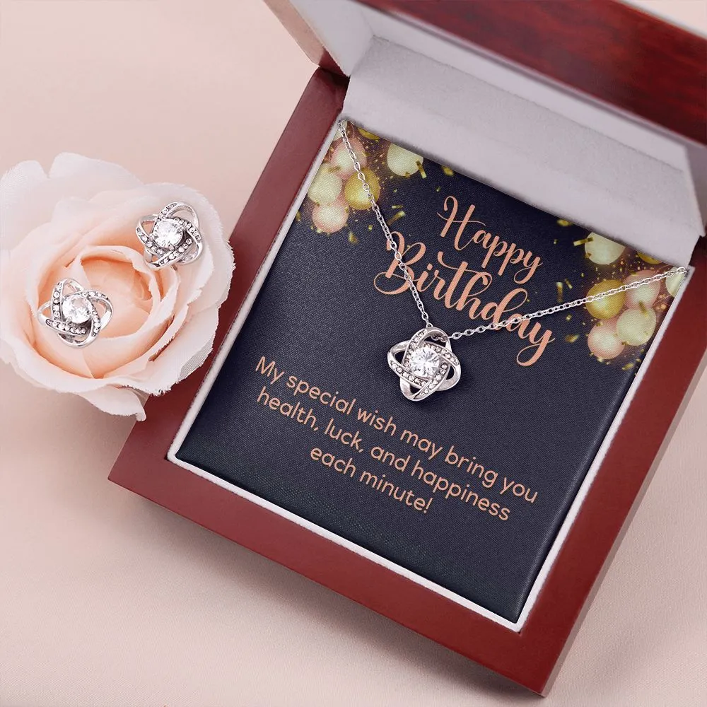 Happy Birthday Love Knot Jewelry Set