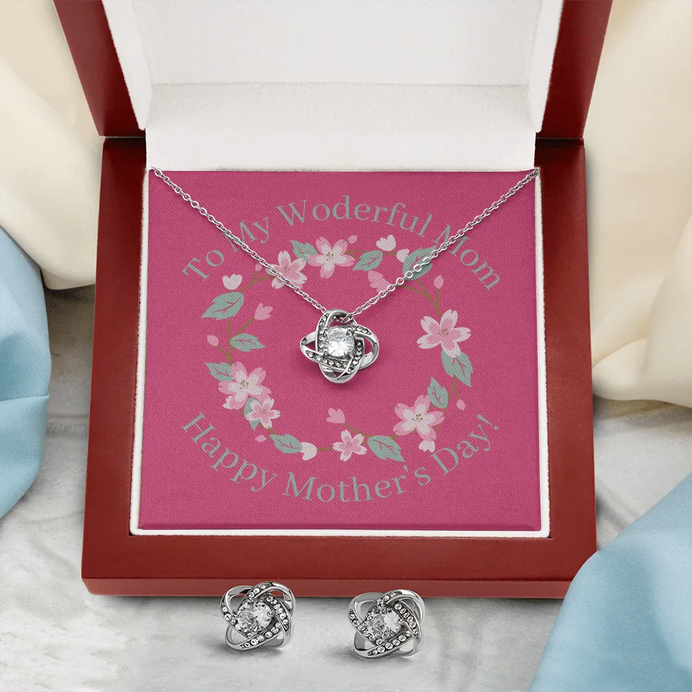 Happy Mother's Day Wonderful Mom Love Knot Necklace