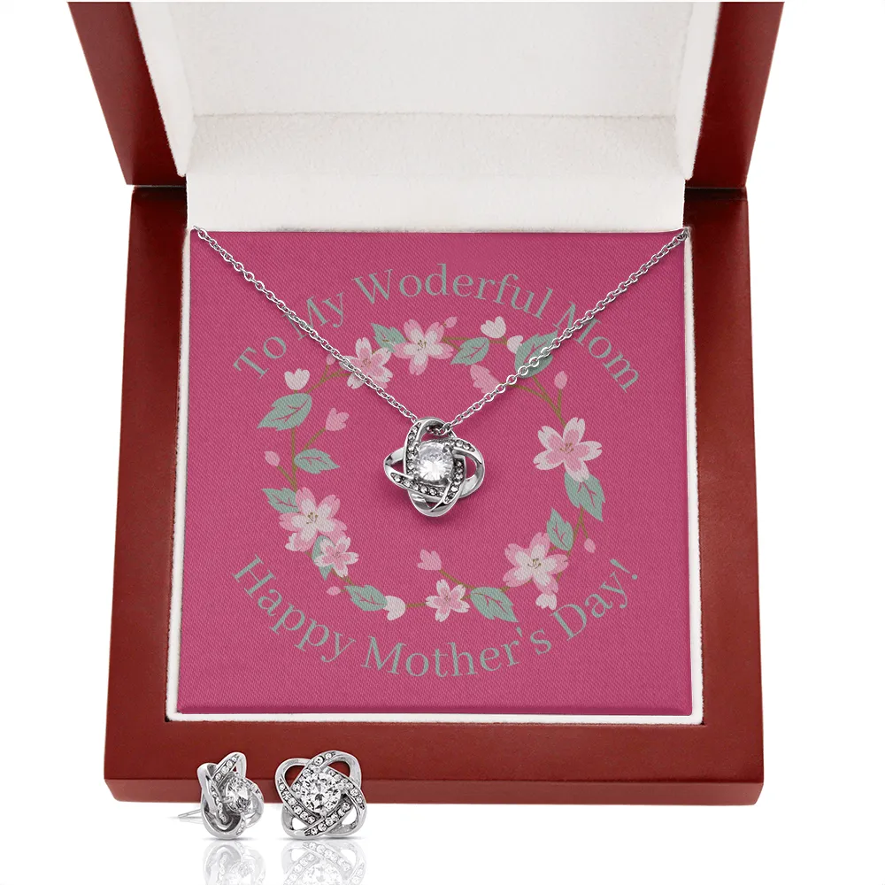 Happy Mother's Day Wonderful Mom Love Knot Necklace