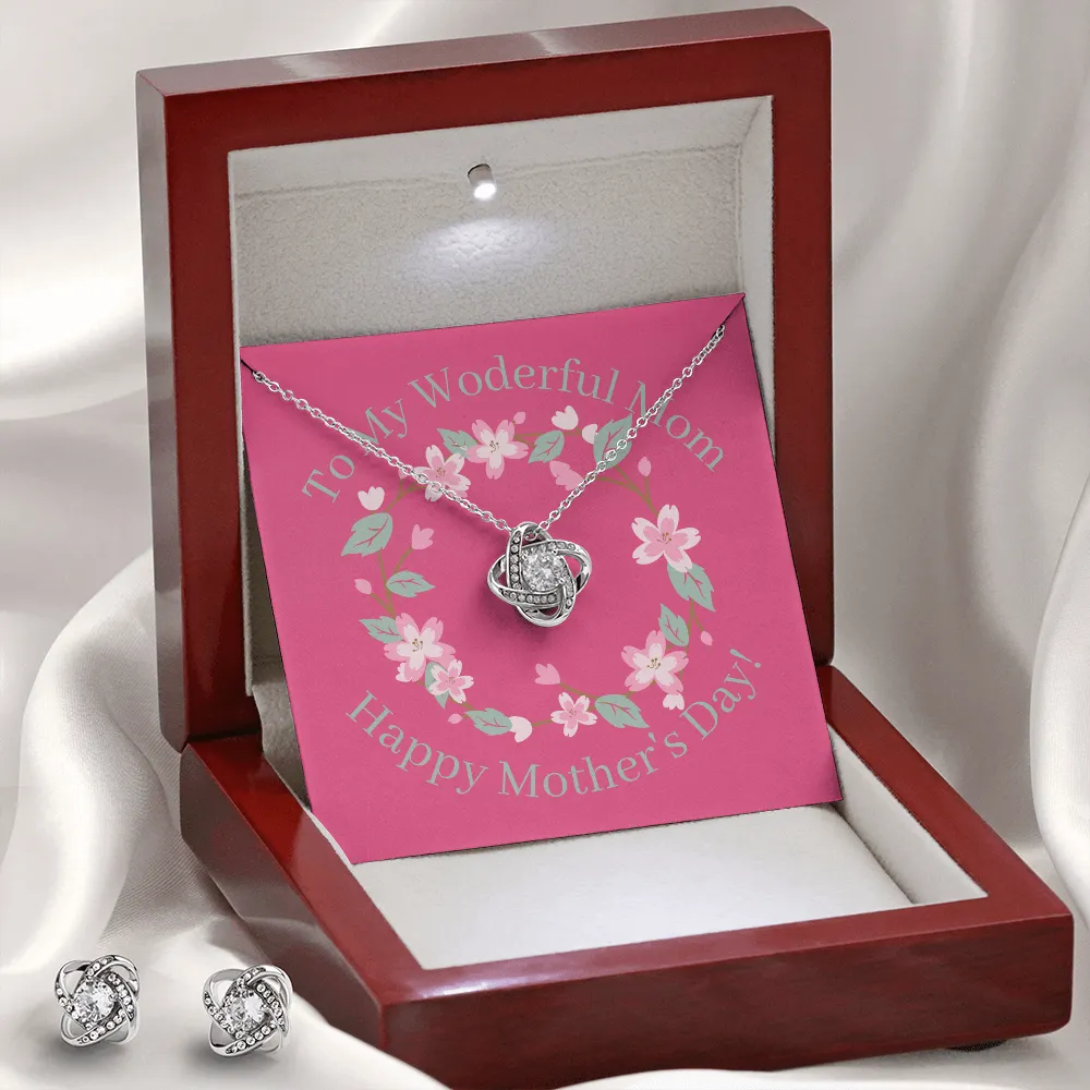 Happy Mother's Day Wonderful Mom Love Knot Necklace