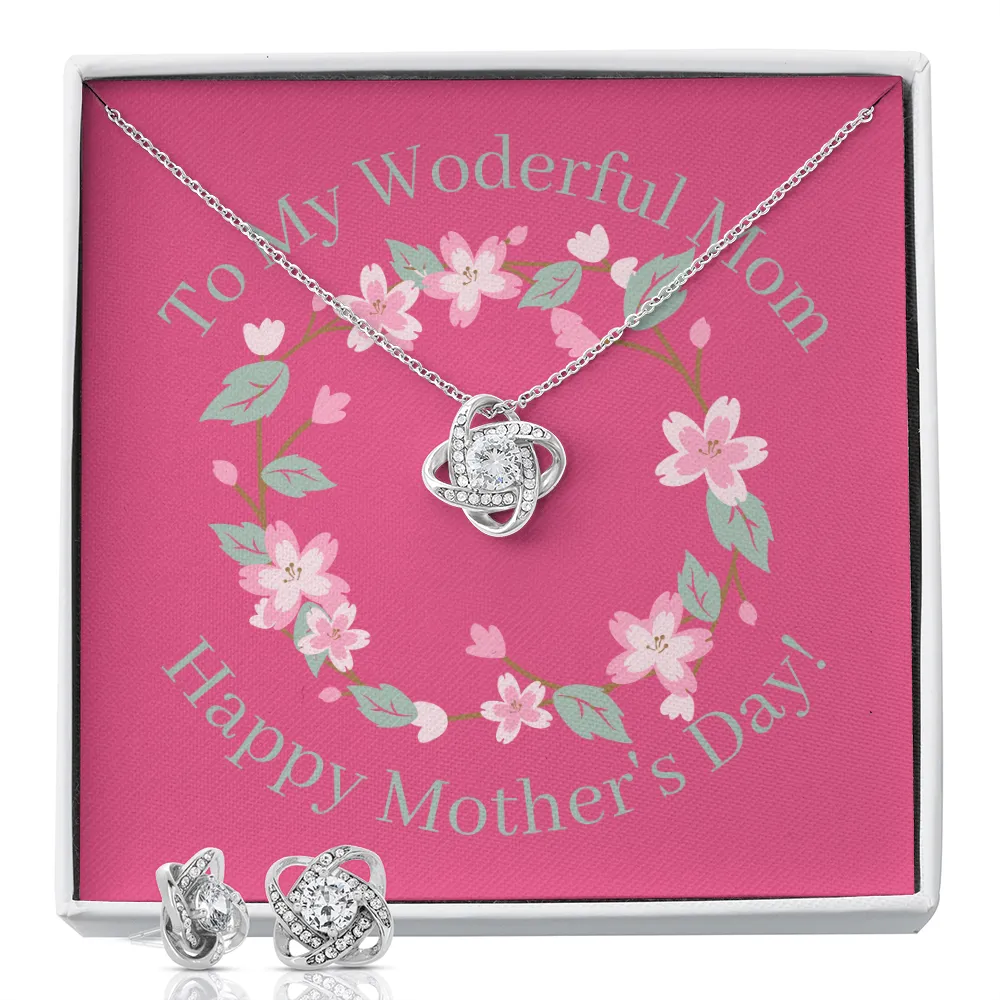 Happy Mother's Day Wonderful Mom Love Knot Necklace