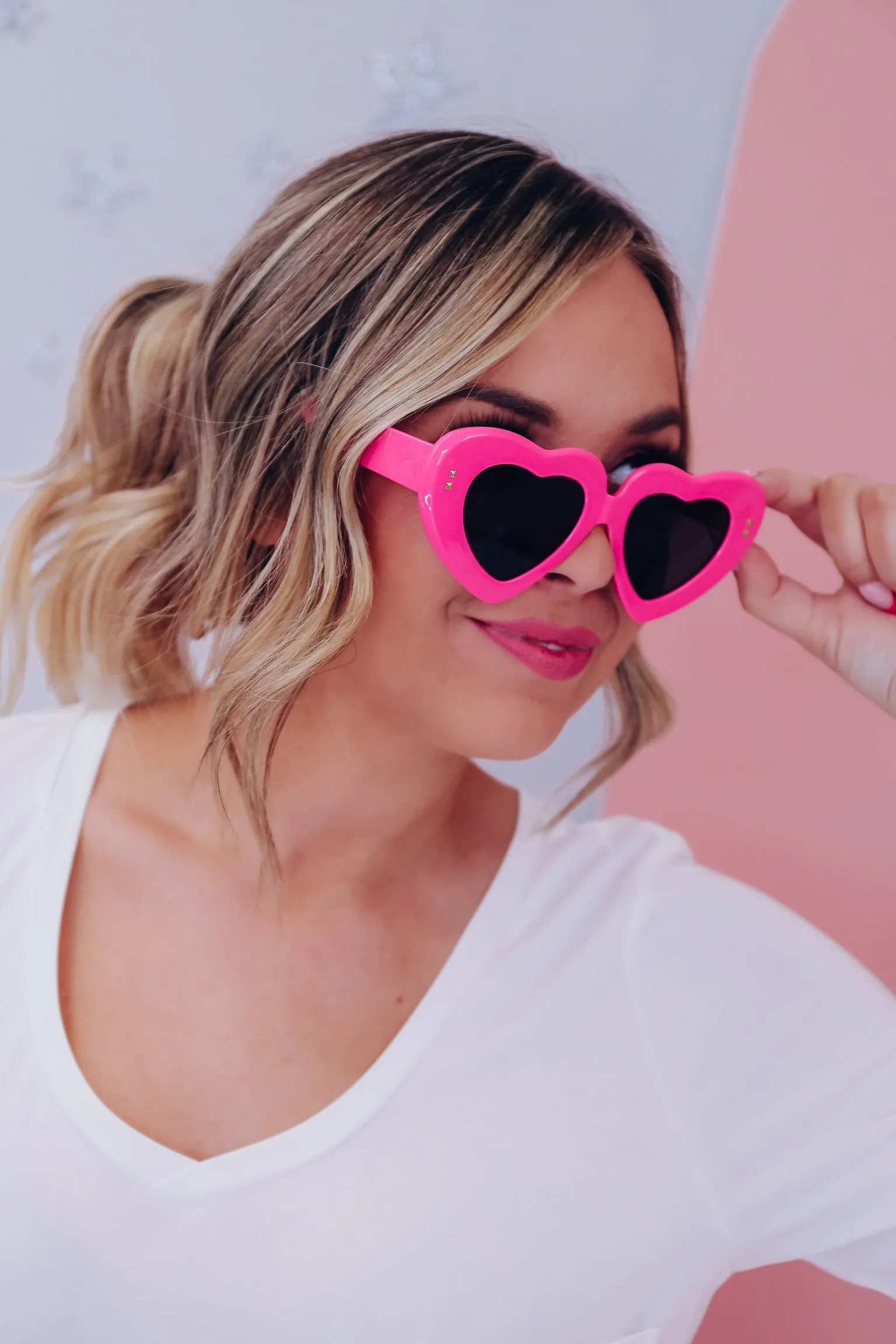Heart Eyes For You Sunglasses - Pink