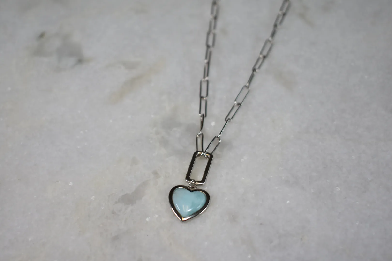 Heart Shaped Larimar Necklace