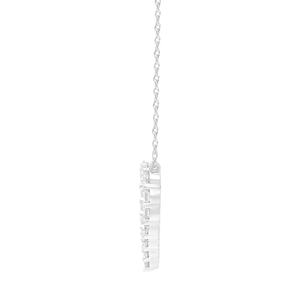 Heart Shaped Pendant Necklace with 1.00ct of Laboratory Grown Diamonds in Sterling Silver and Platinum