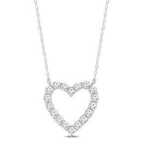 Heart Shaped Pendant Necklace with 1.00ct of Laboratory Grown Diamonds in Sterling Silver and Platinum