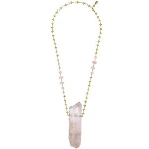 Hiddenite Spodumene Kunzite, Sphene & Morganite Necklace