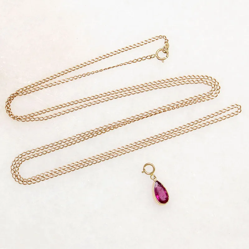 Hot Pink 1.75ct Tourmaline Pendant on Curb Chain by Ancient Influences