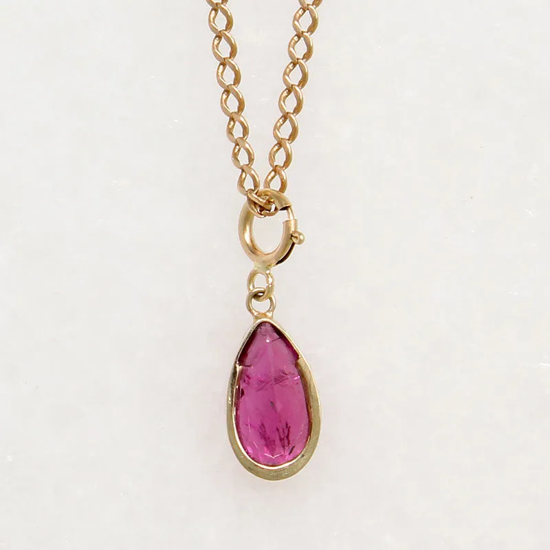 Hot Pink 1.75ct Tourmaline Pendant on Curb Chain by Ancient Influences