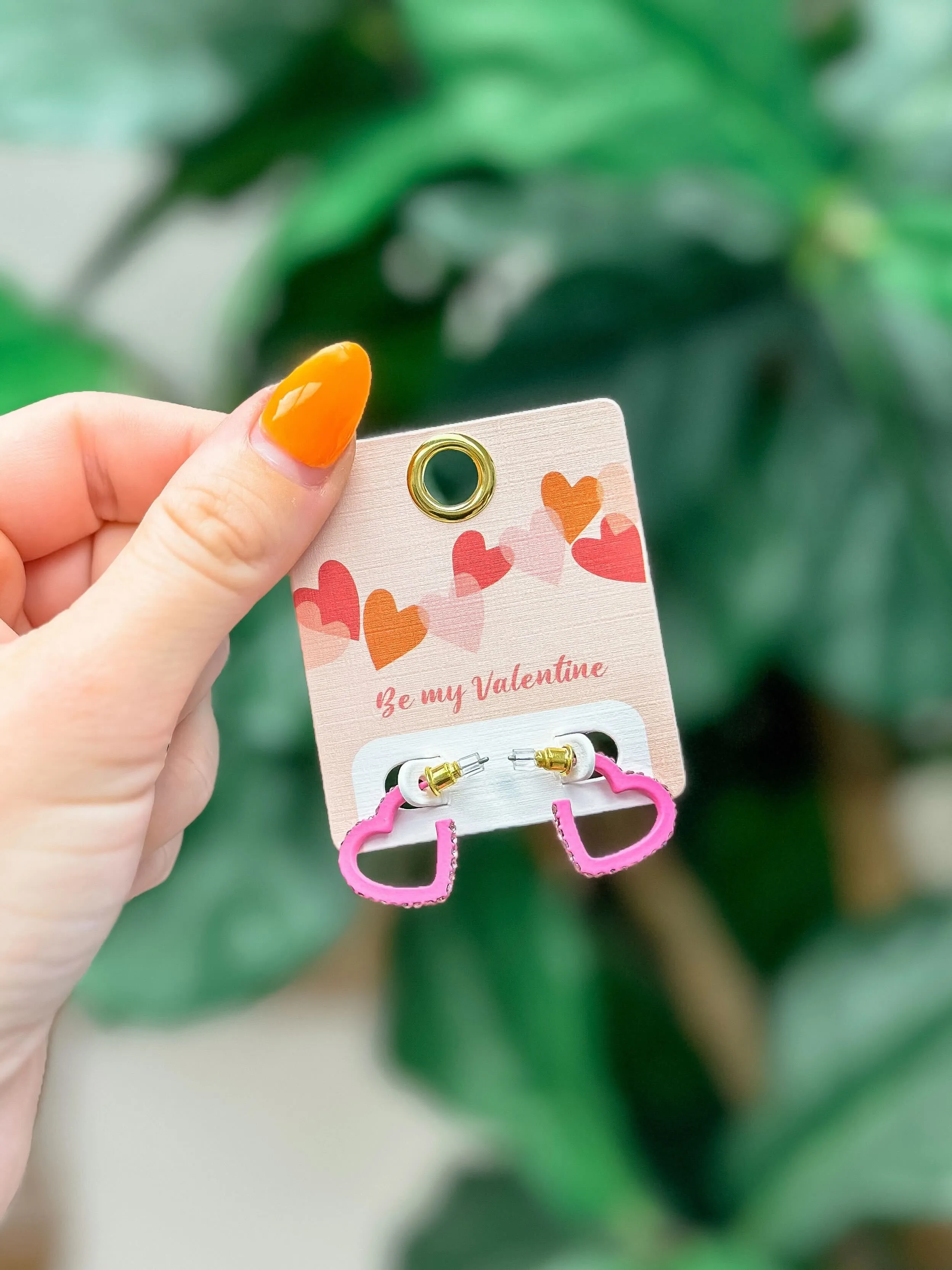Hot Pink Heart Hoops