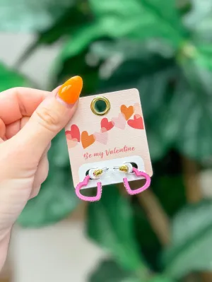 Hot Pink Heart Hoops