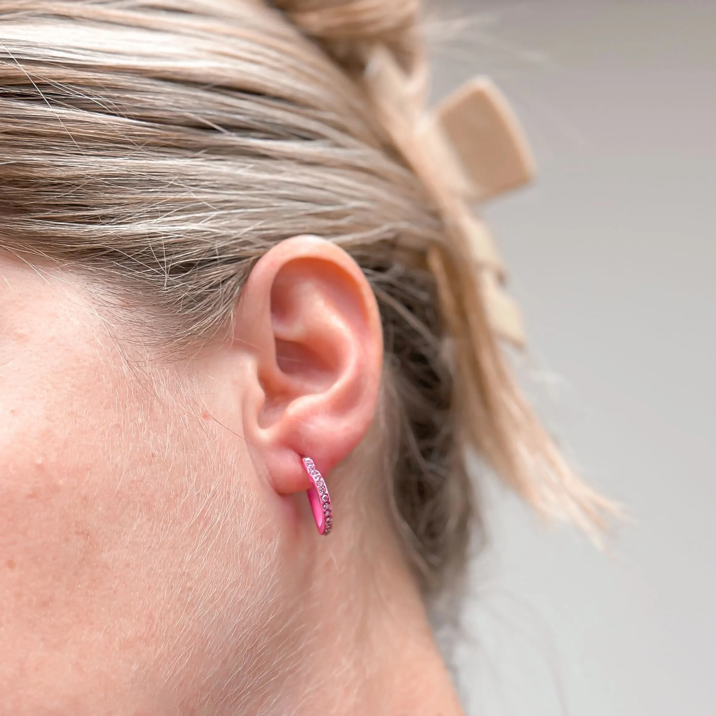 Hot Pink Heart Hoops